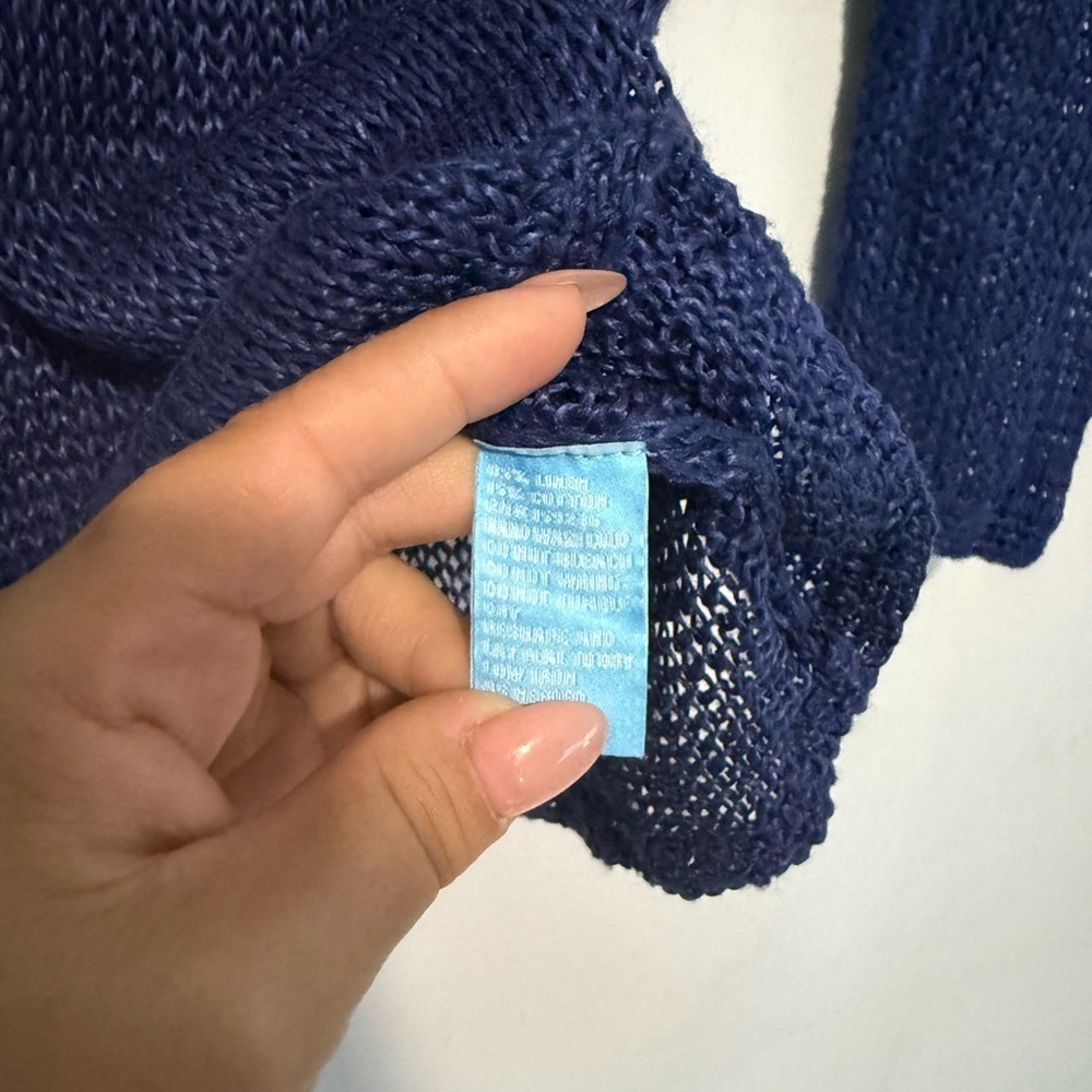 J.Mclaughlin Raelyn Linen Sweater Women's Blue Size M Knit Long Sleeve - Picture 5 of 6